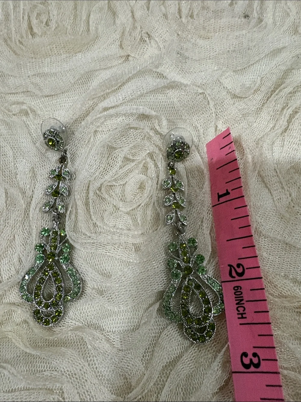 Elegant Green Crystal Drop Earrings - Brand: